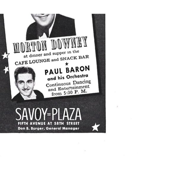 Morton Downey Savoy Plaza New York City Baron Orchestra 1940s Vintage Print Ad - Picture 4 of 4